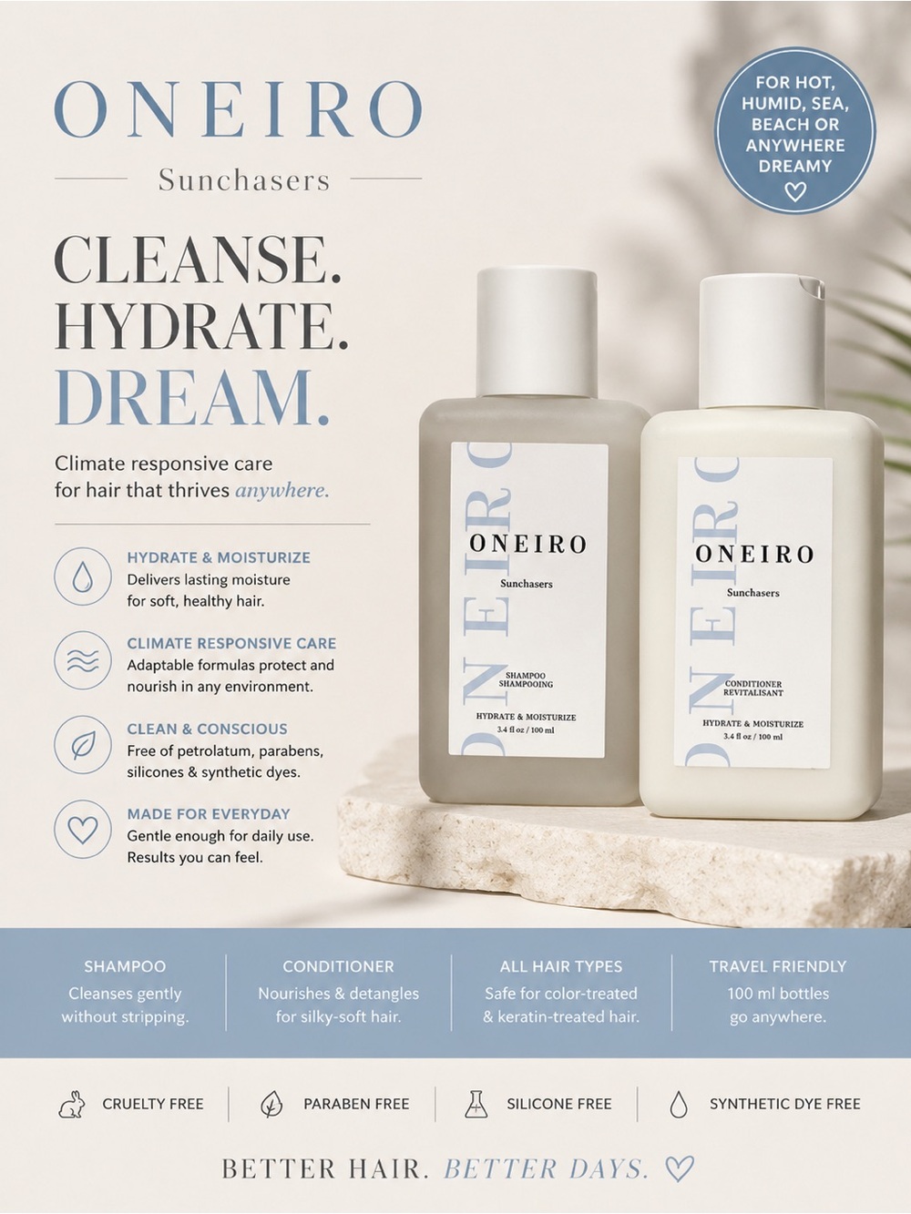 ONEIRO Sunchasers Hydrate & Moisturize Shampoo - White